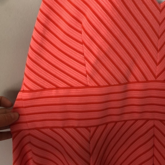 NEW Adrianna Papell Coral & Orange Striped Ottoman Size XL Fit and Flare Dress - Picture 9 of 16